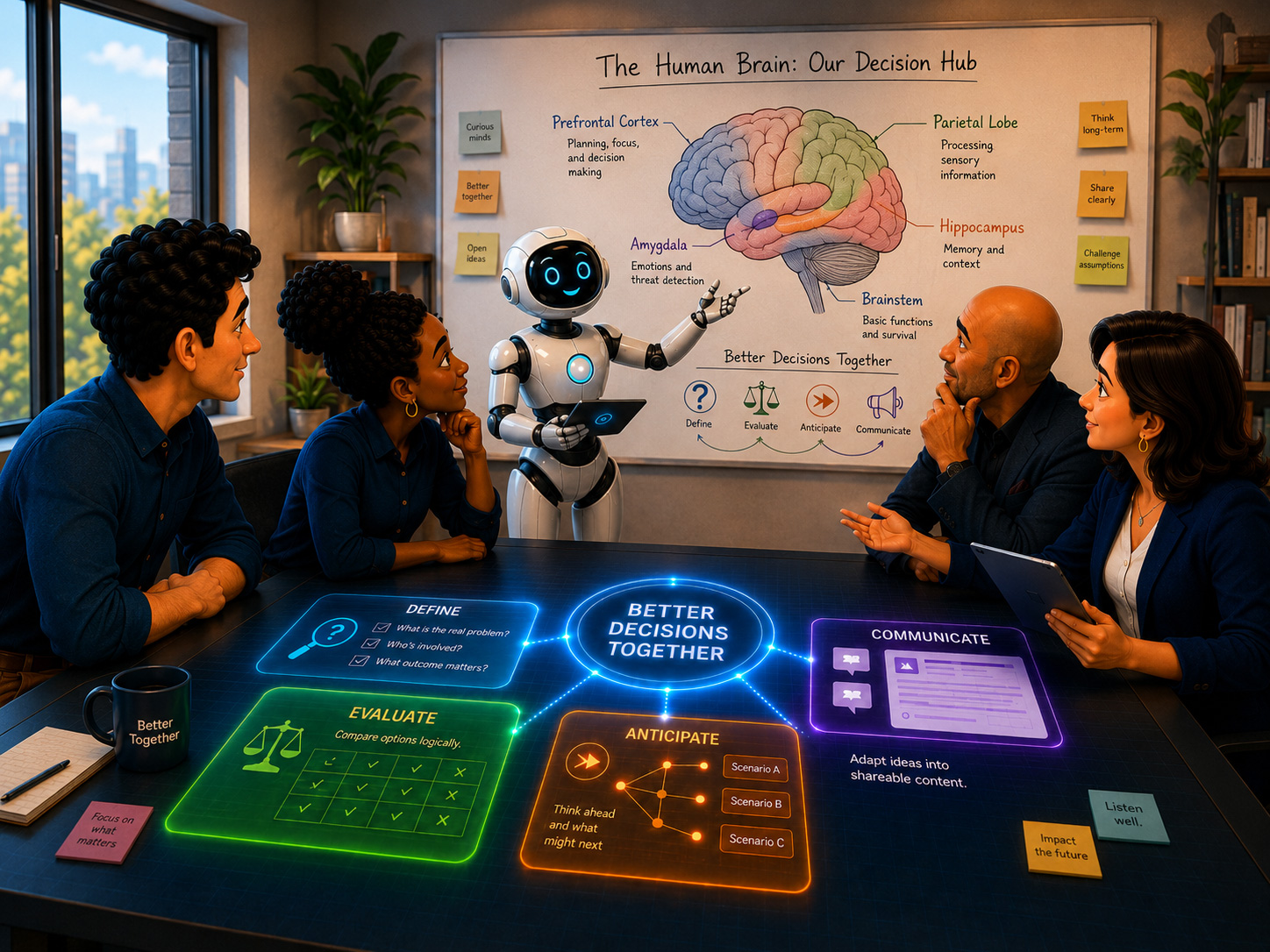 FreeThought robot gives a presentation on neuropsychology